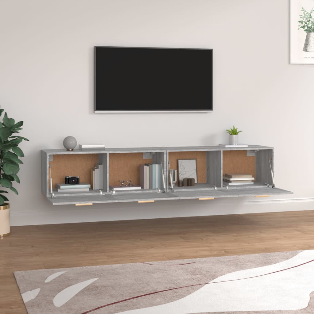 Armários parede 2pcs 100x36,5x35 cm derivados cinza sonoma