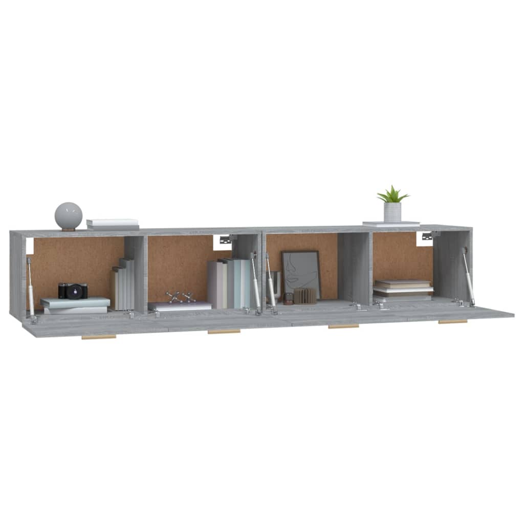 Armários parede 2pcs 100x36,5x35 cm derivados cinza sonoma
