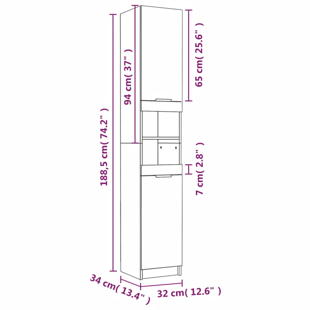 4 pcs conj. móveis casa de banho derivados madeira cinza sonoma