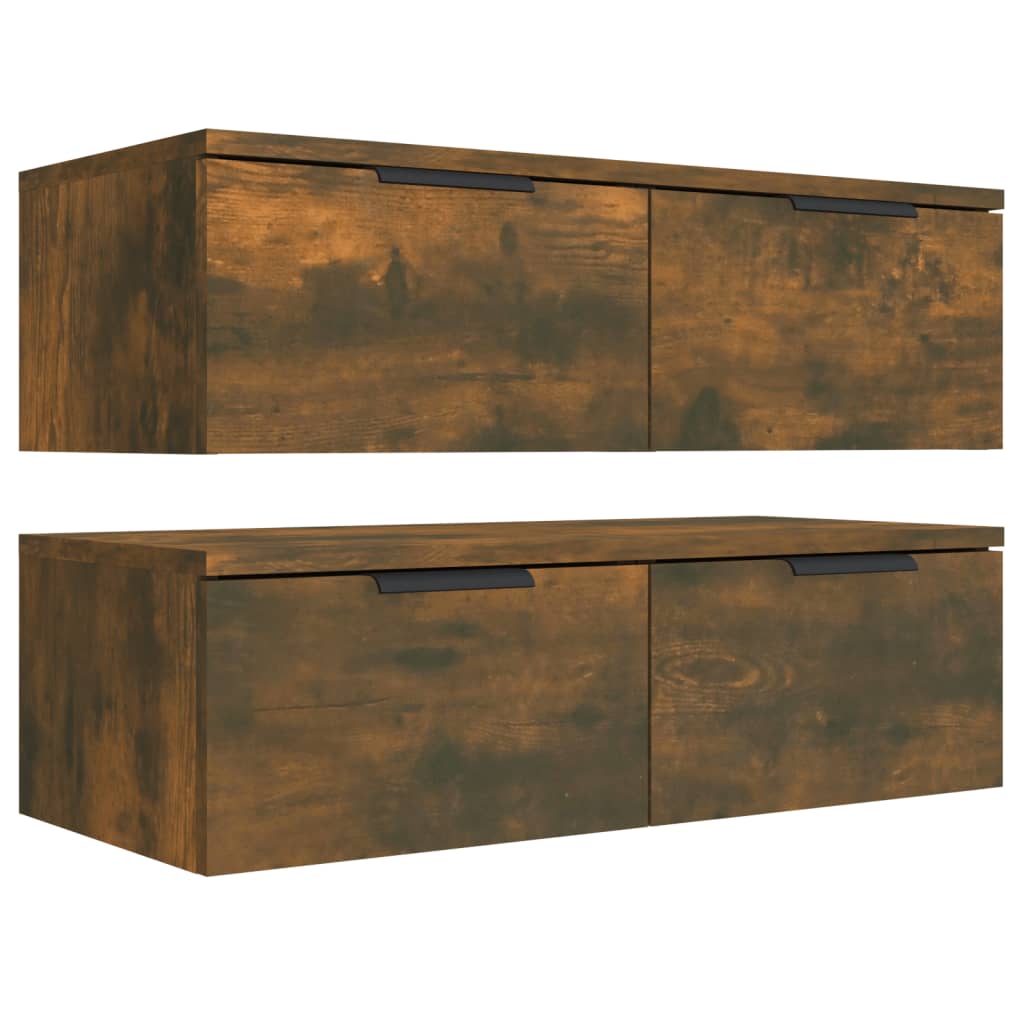 Armários parede 2pcs 68x30x20cm deriv. madeira carvalho fumado