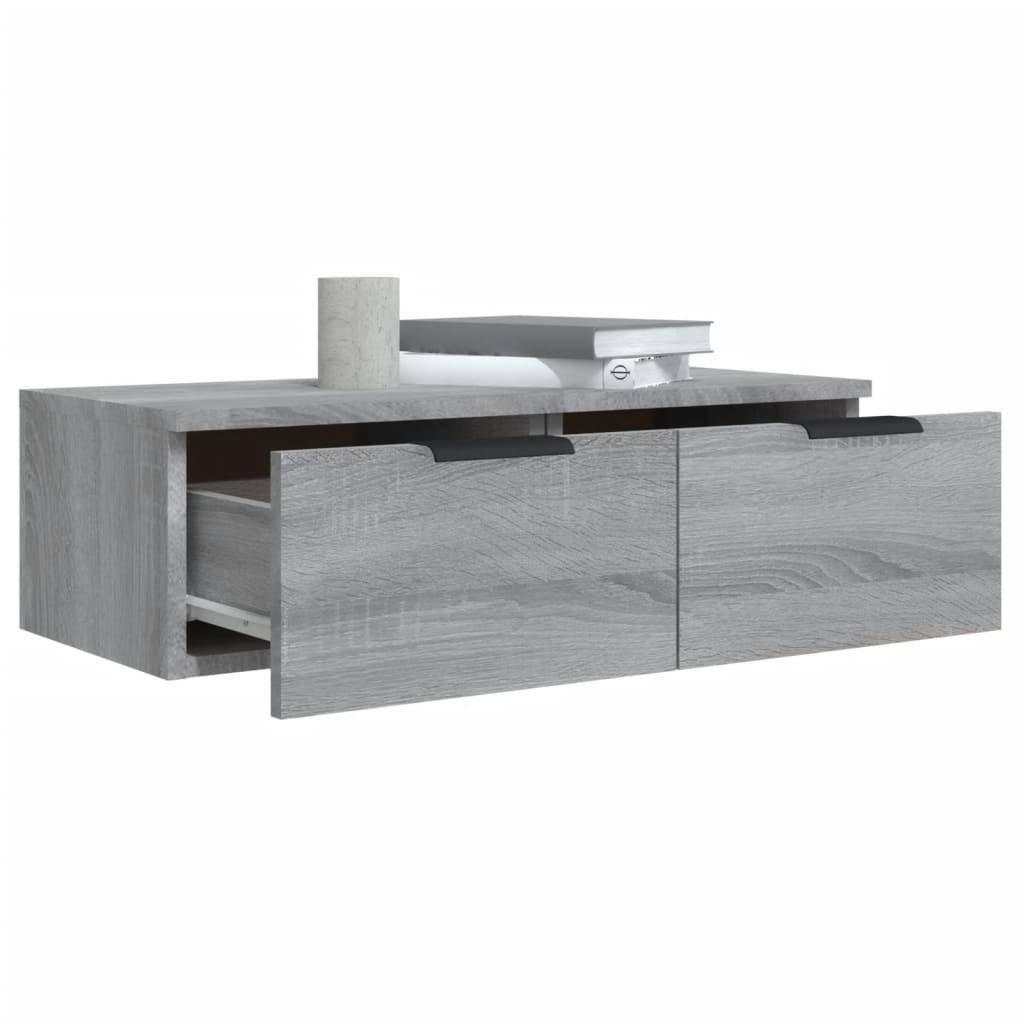 Armário parede 2pcs 68x30x20cm derivados madeira cinza sonoma