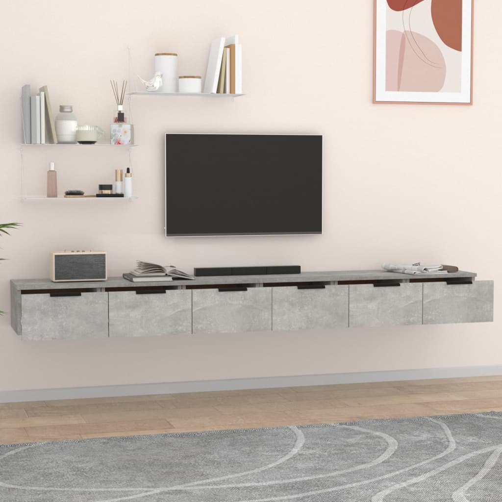 Armários parede 2pcs102x30x20cm derivados madeira cinza cimento
