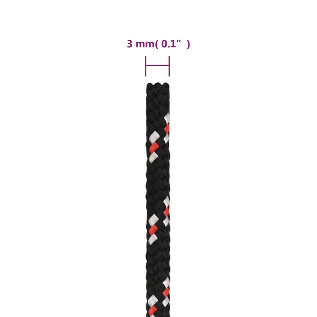 Corda de barco 3 mm 100 m polipropileno preto