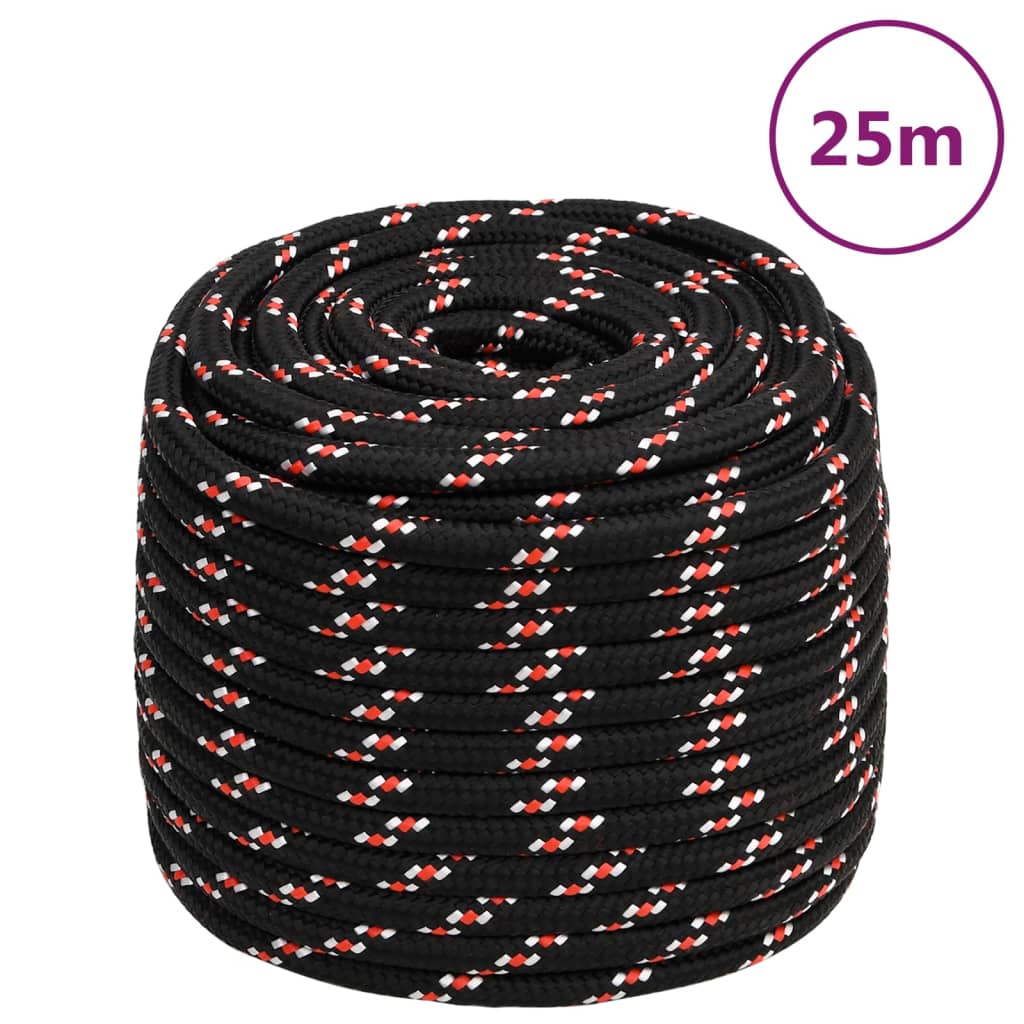 Corda de barco 16 mm 25 m polipropileno preto