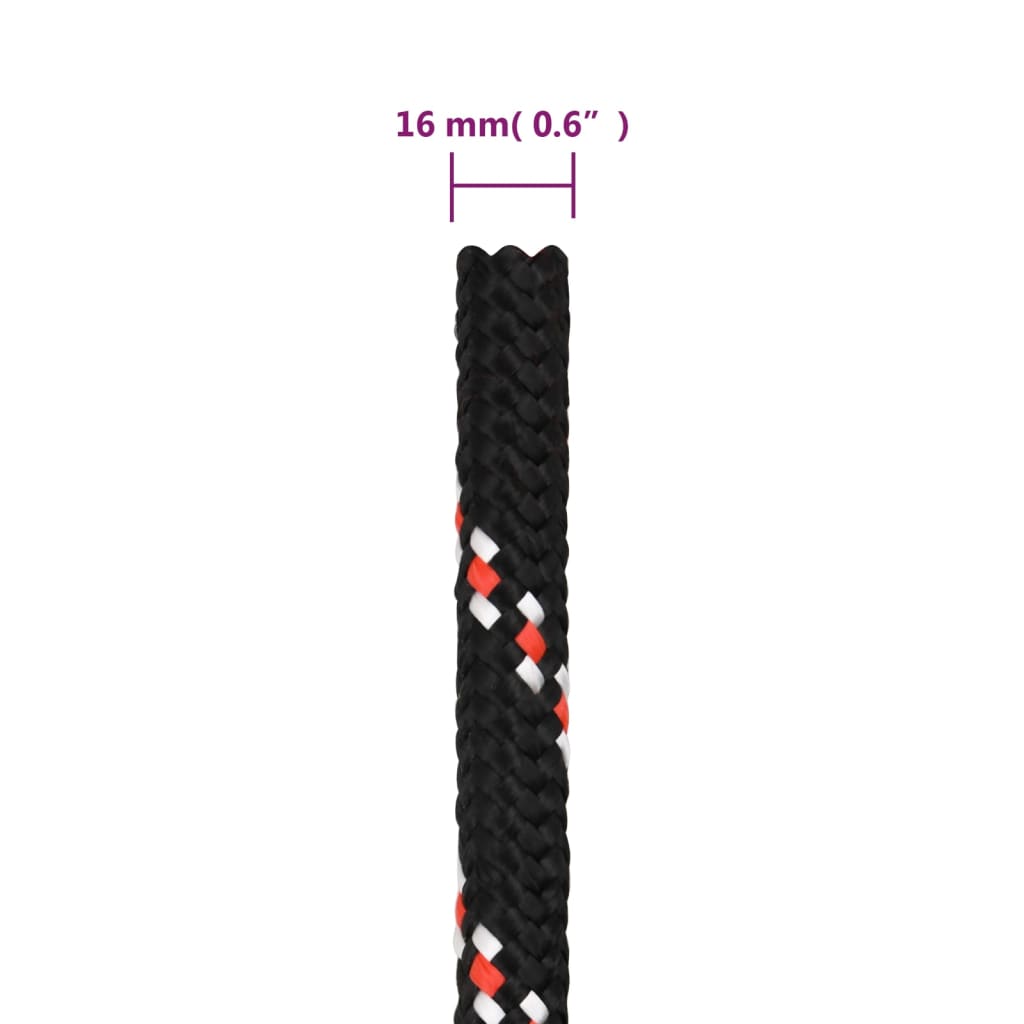 Corda de barco 16 mm 25 m polipropileno preto