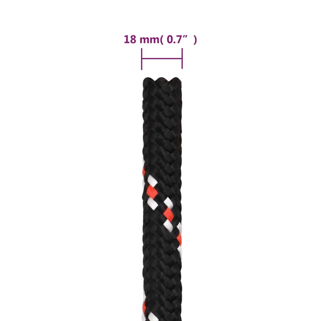 Corda de barco 18 mm 25 m polipropileno preto