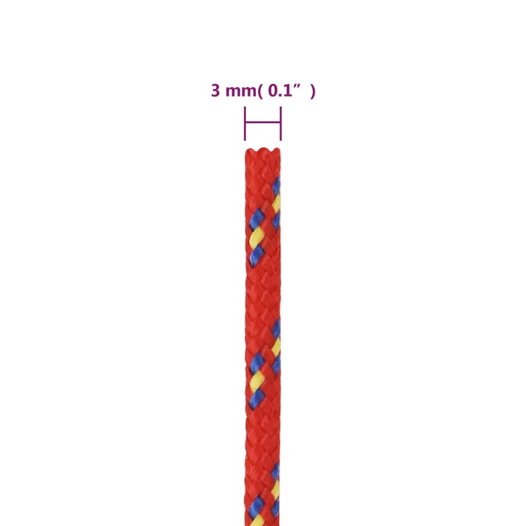 Corda de barco 3 mm 250 m polipropileno vermelho