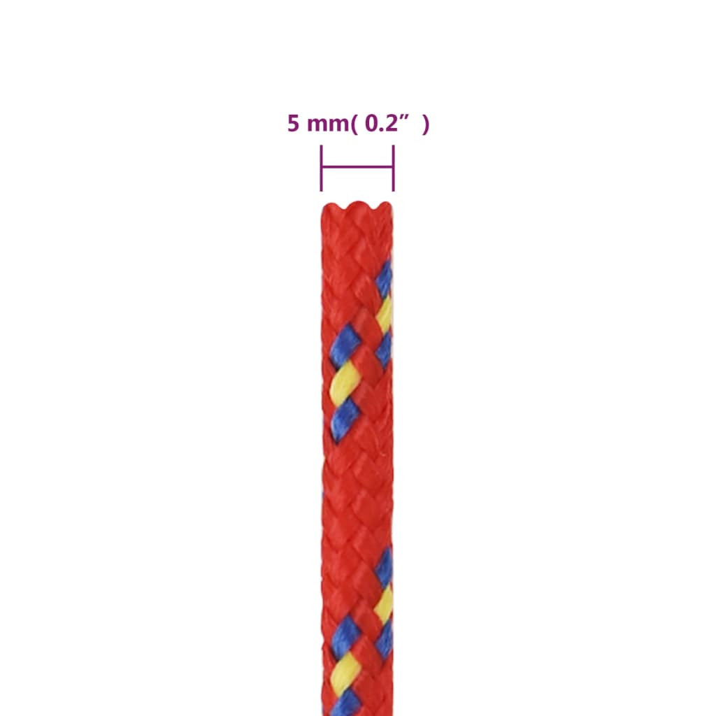 Corda de barco 5 mm 100 m polipropileno vermelho