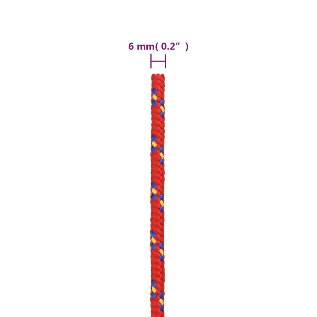 Corda de barco 6 mm 250 m polipropileno vermelho