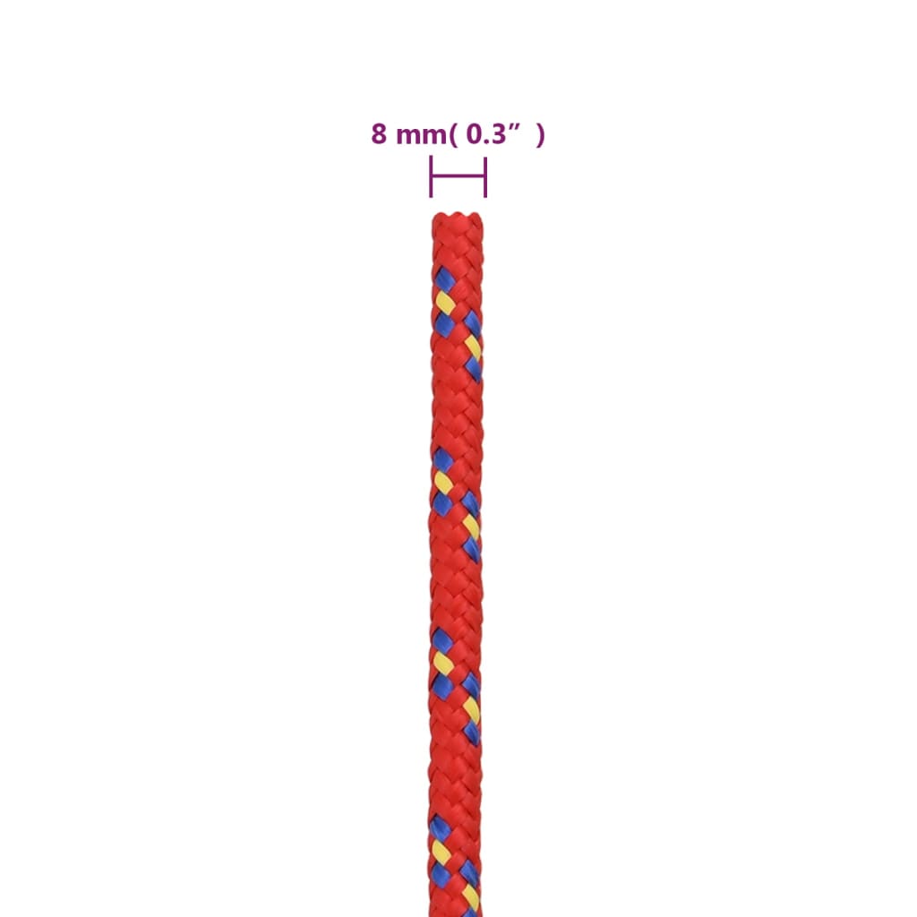 Corda de barco 8 mm 50 m polipropileno vermelho