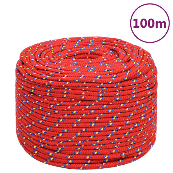 Corda de barco 10 mm 100 m polipropileno vermelho