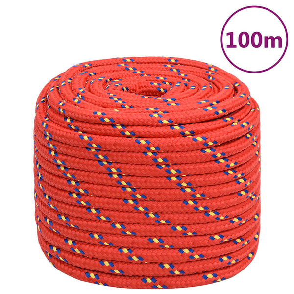 Corda de barco 16 mm 100 m polipropileno vermelho