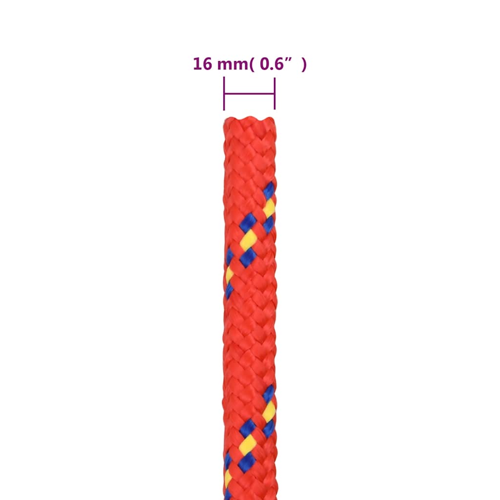 Corda de barco 16 mm 100 m polipropileno vermelho