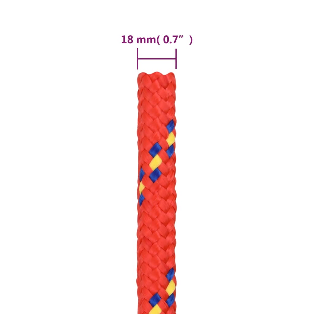 Corda de barco 18 mm 100 m polipropileno vermelho