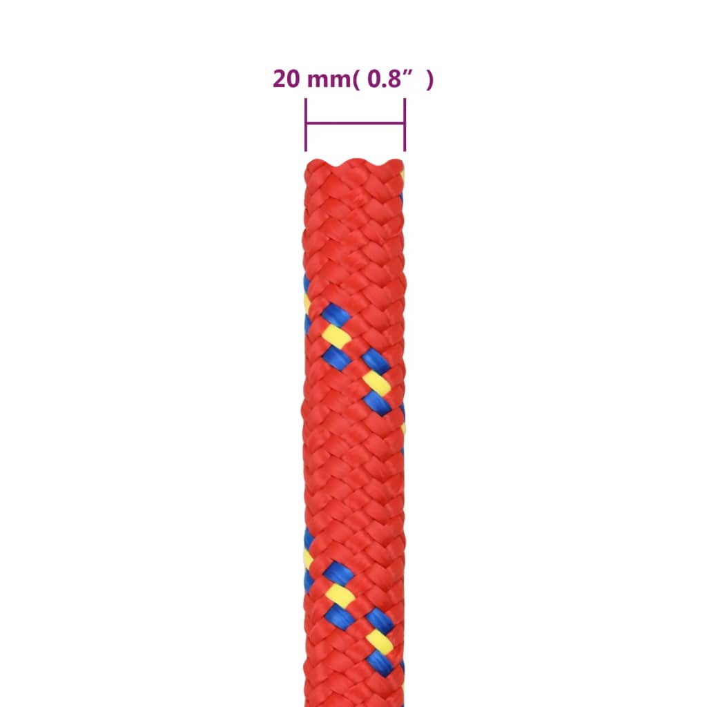 Corda de barco 20 mm 100 m polipropileno vermelho