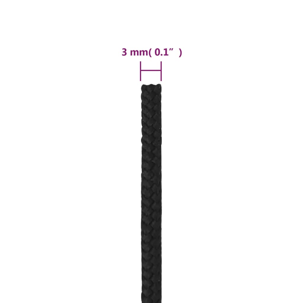 Corda de barco 3 mm 500 m polipropileno preto completo