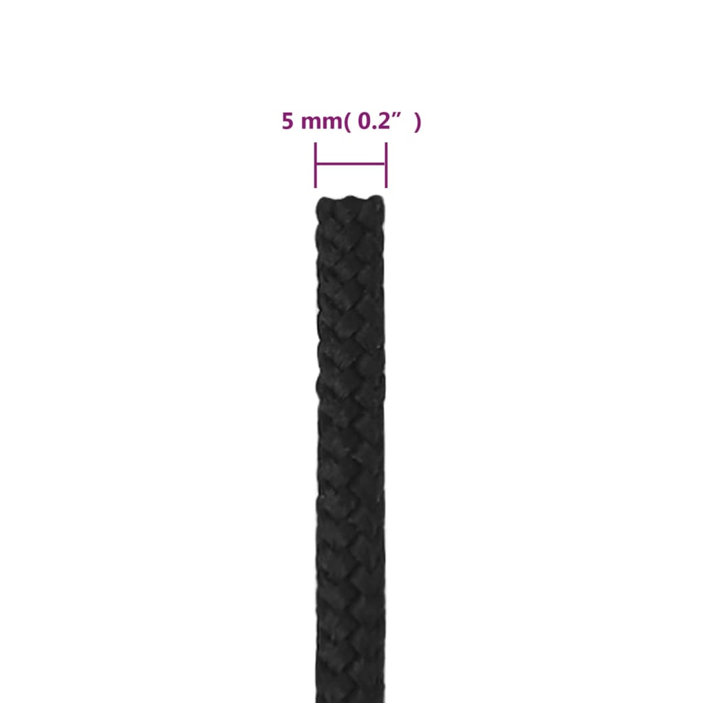 Corda de barco 5 mm 50 m polipropileno preto completo