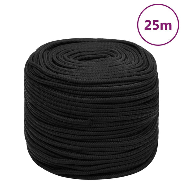 Corda de barco 8 mm 25 m polipropileno preto completo