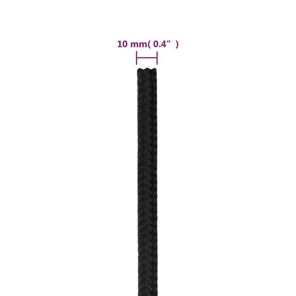 Corda de barco 10 mm 100 m polipropileno preto completo