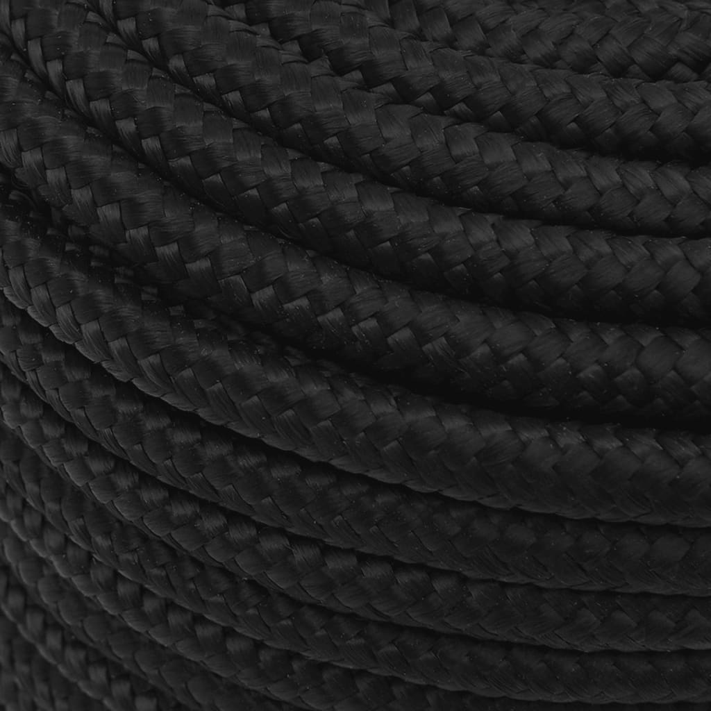 Corda de barco 12 mm 100 m polipropileno preto completo