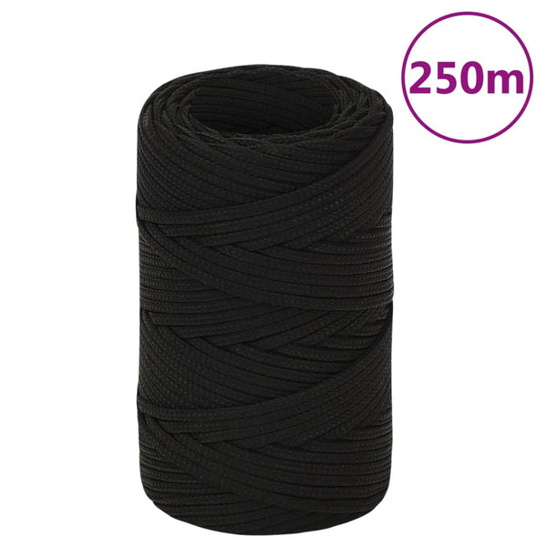 Corda de trabalho 2 mm 250 m poliéster preto