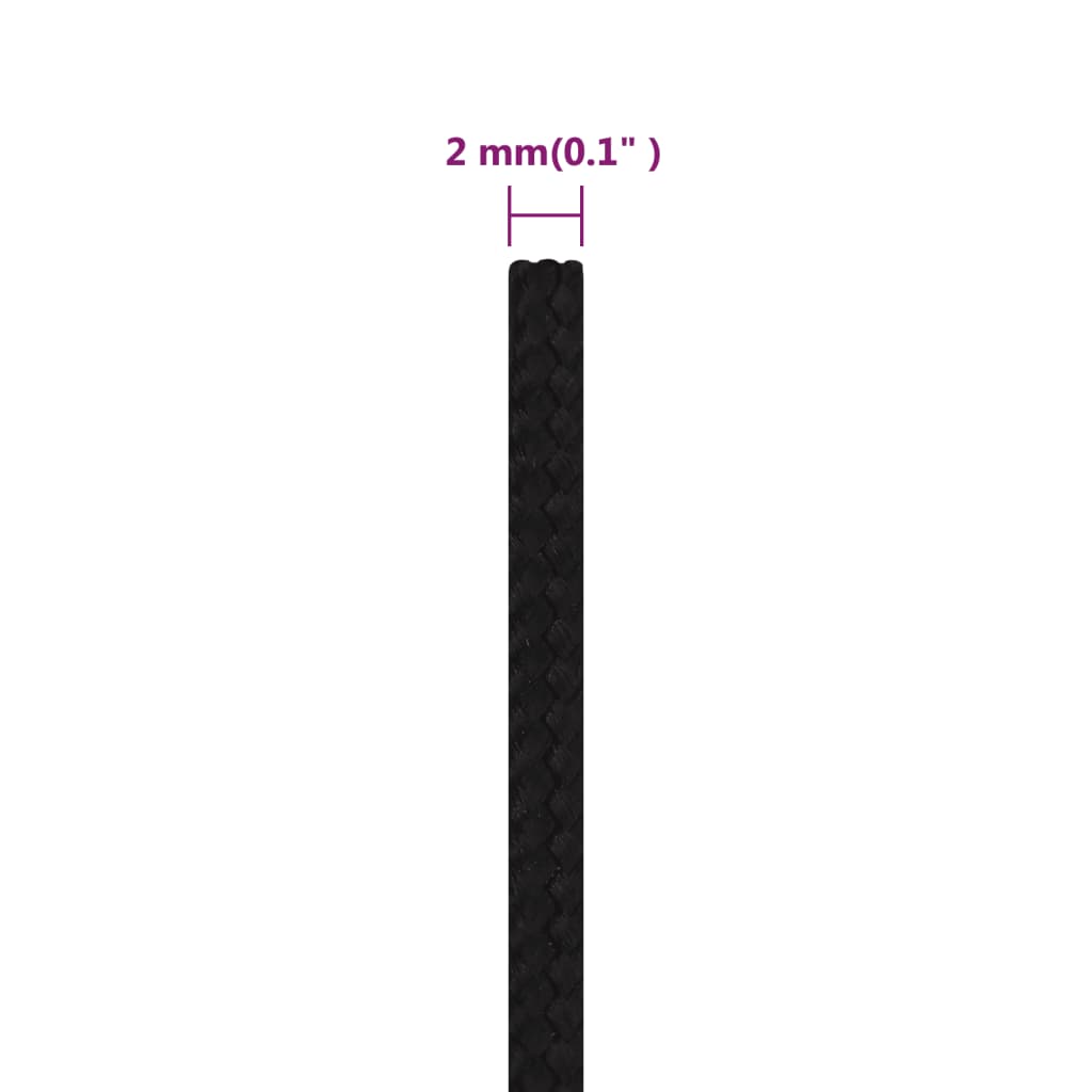 Corda de trabalho 2 mm 500 m poliéster preto