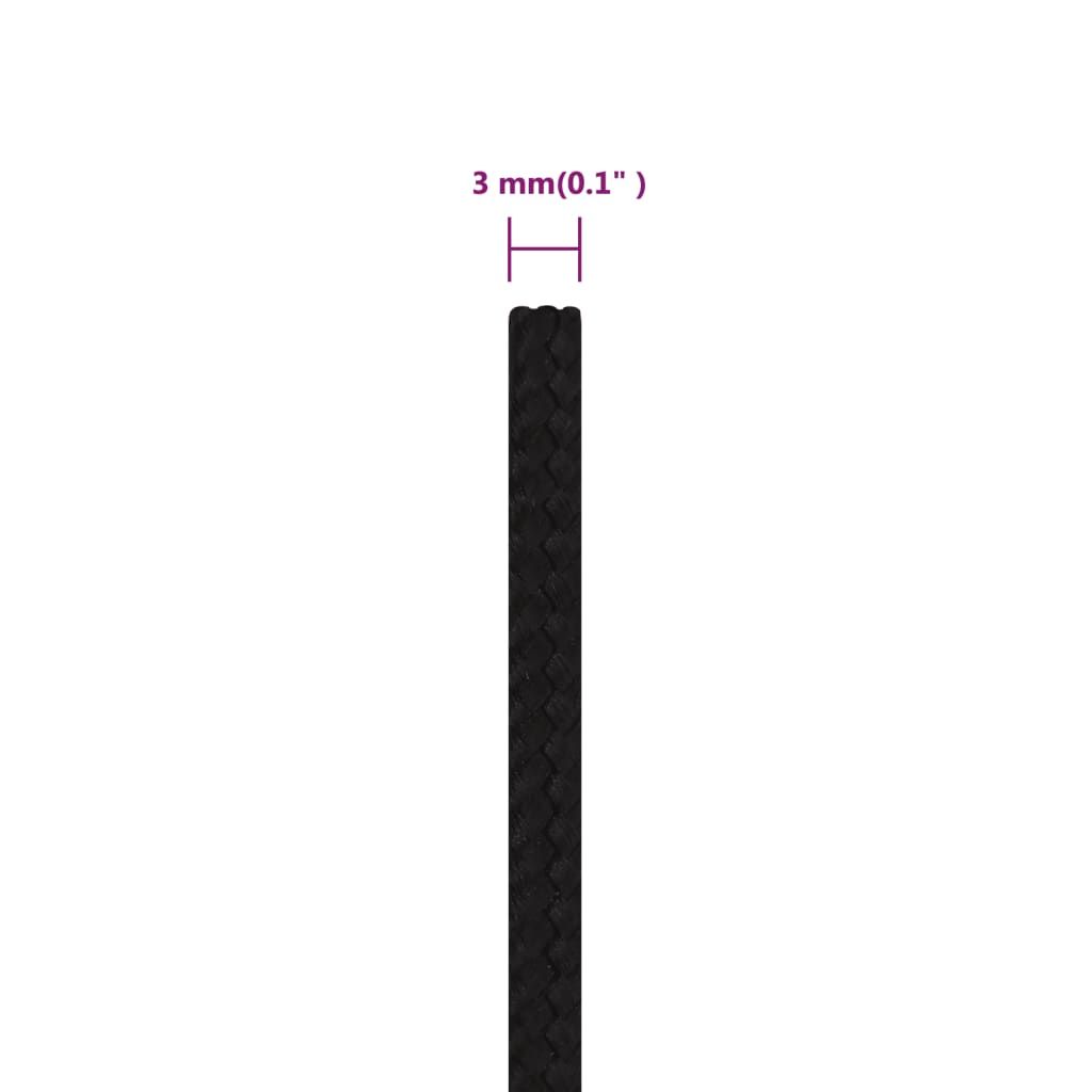 Corda de trabalho 3 mm 25 m poliéster preto