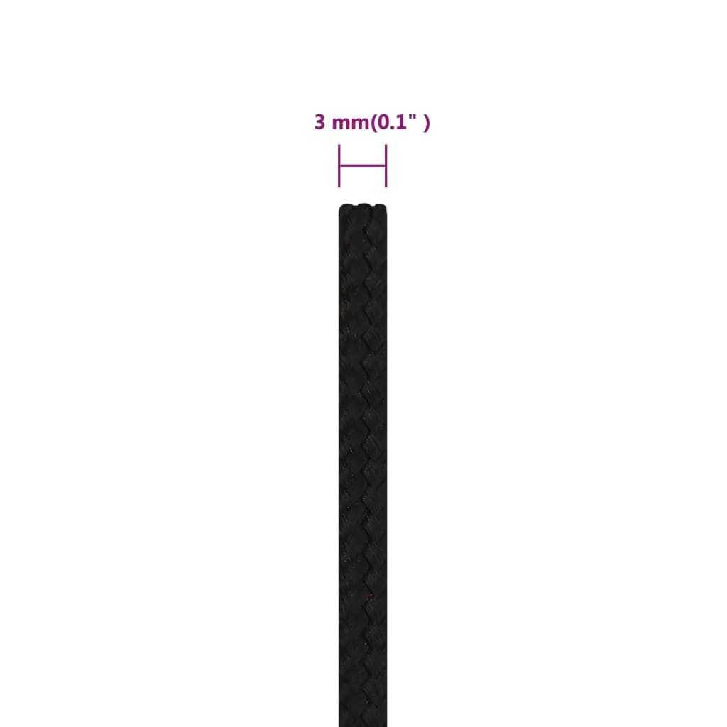Corda de trabalho 3 mm 500 m poliéster preto