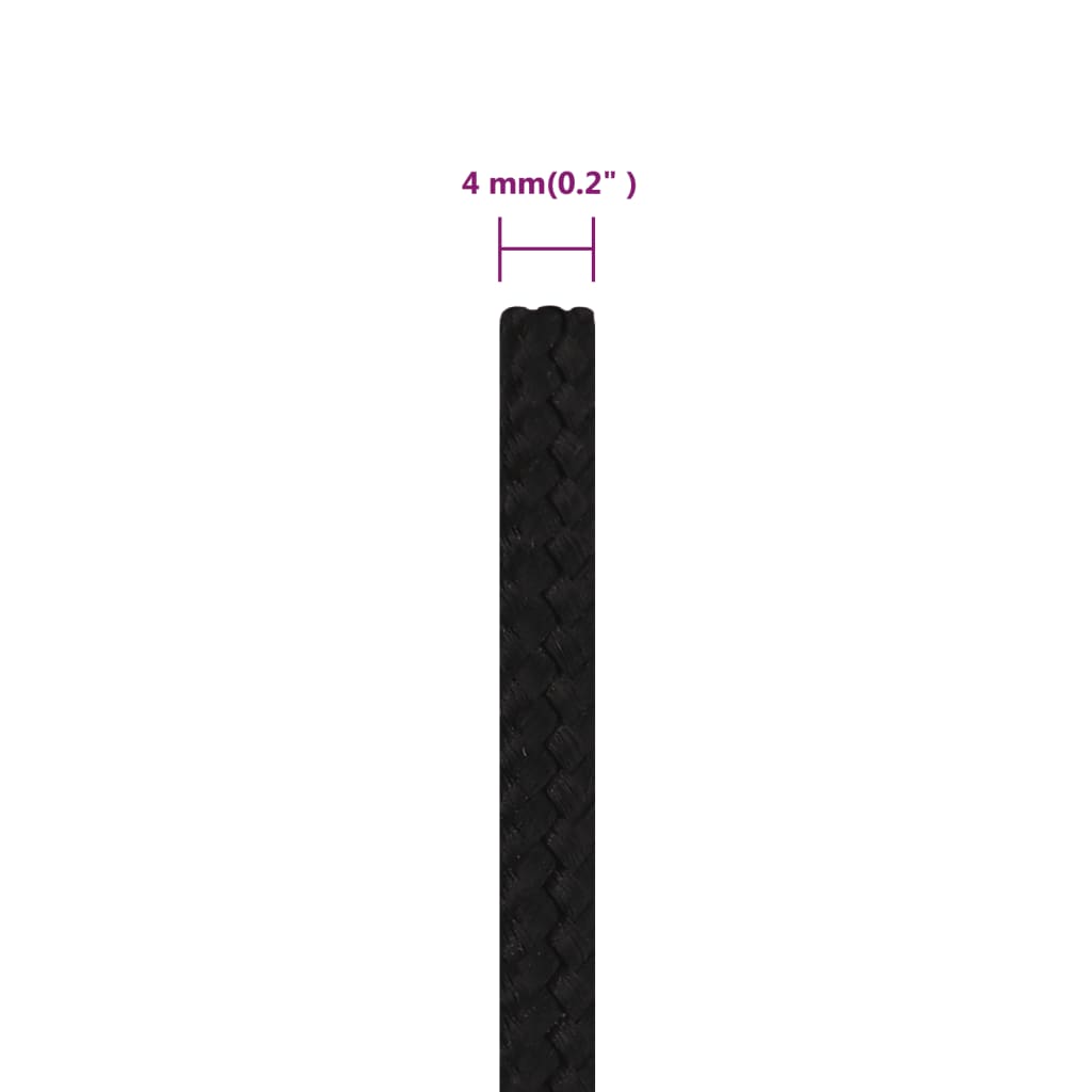Corda de trabalho 4 mm 25 m poliéster preto