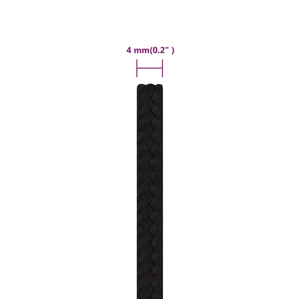 Corda de trabalho 4 mm 250 m poliéster preto