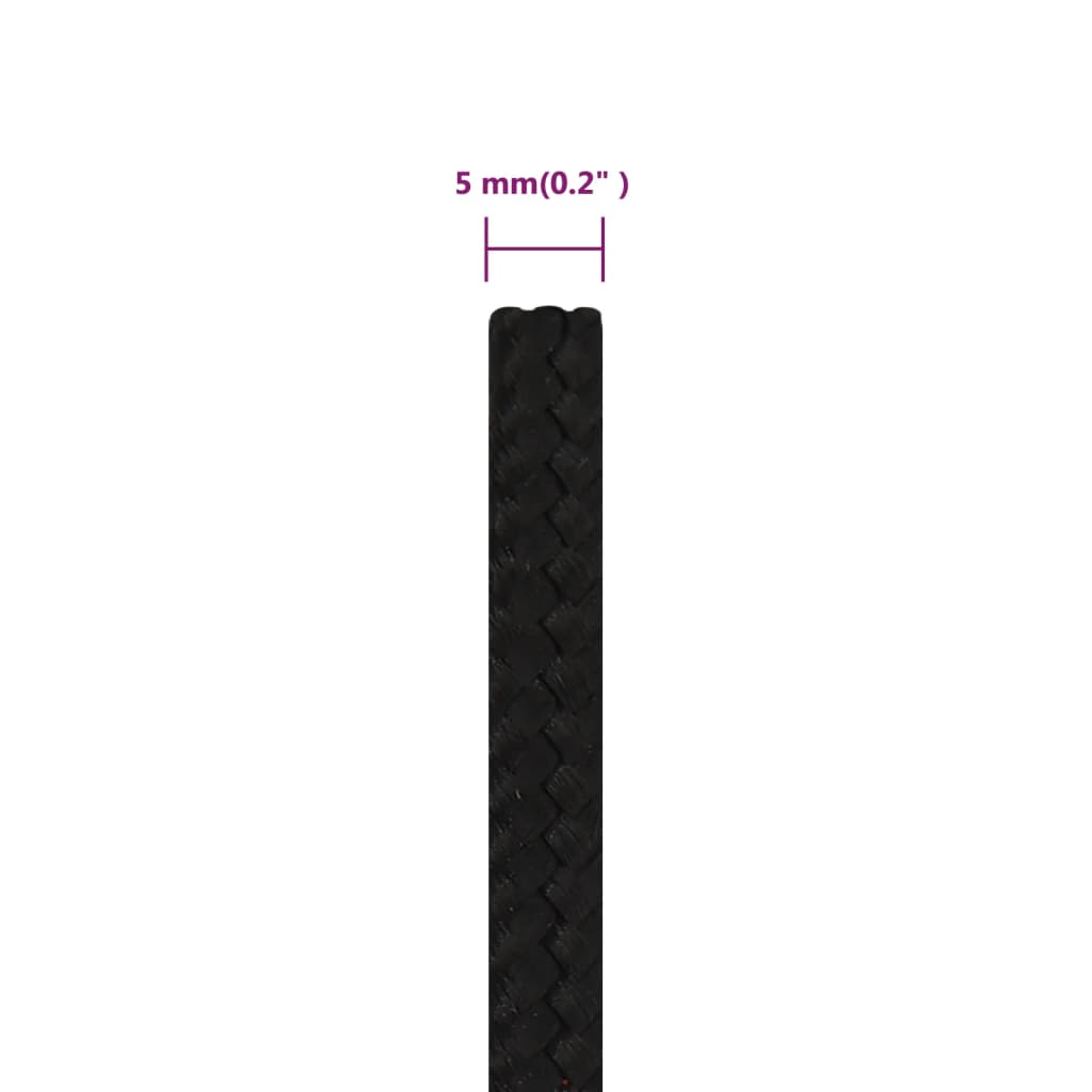 Corda de trabalho 5 mm 25 m poliéster preto