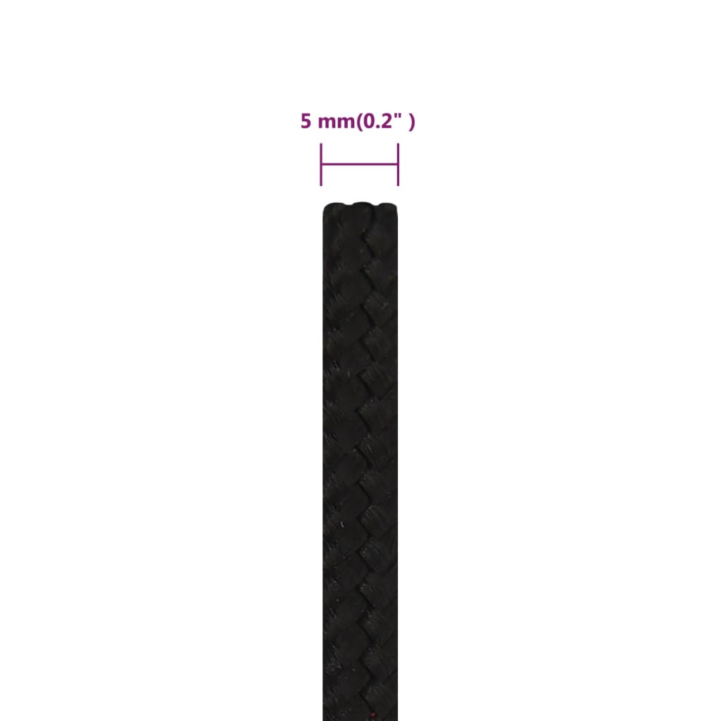 Corda de trabalho 5 mm 250 m poliéster preto