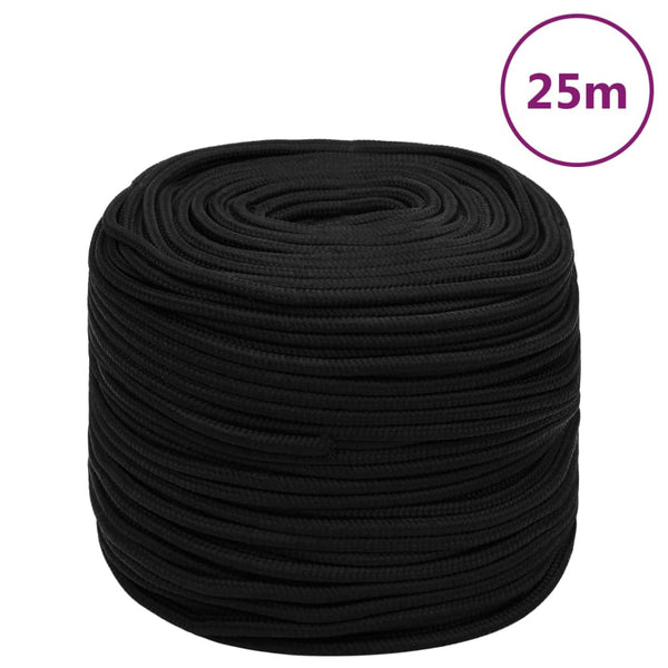 Corda de trabalho 6 mm 25 m poliéster preto