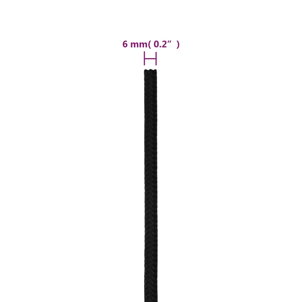 Corda de trabalho 6 mm 25 m poliéster preto