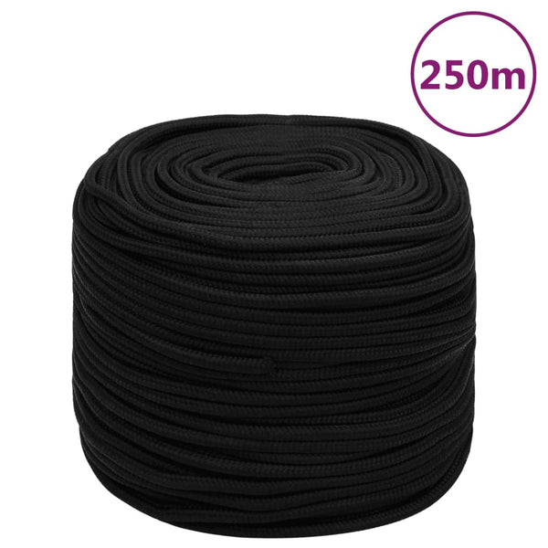 Corda de trabalho 6 mm 250 m poliéster preto