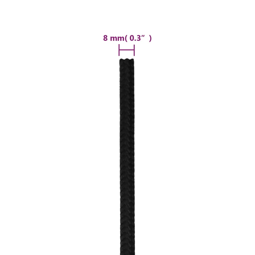 Corda de trabalho 8 mm 25 m poliéster preto