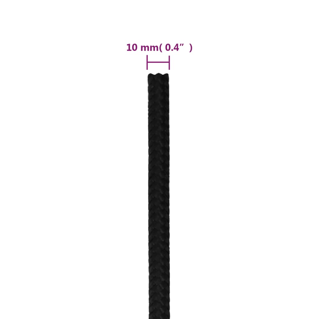 Corda de trabalho 10 mm 50 m poliéster preto