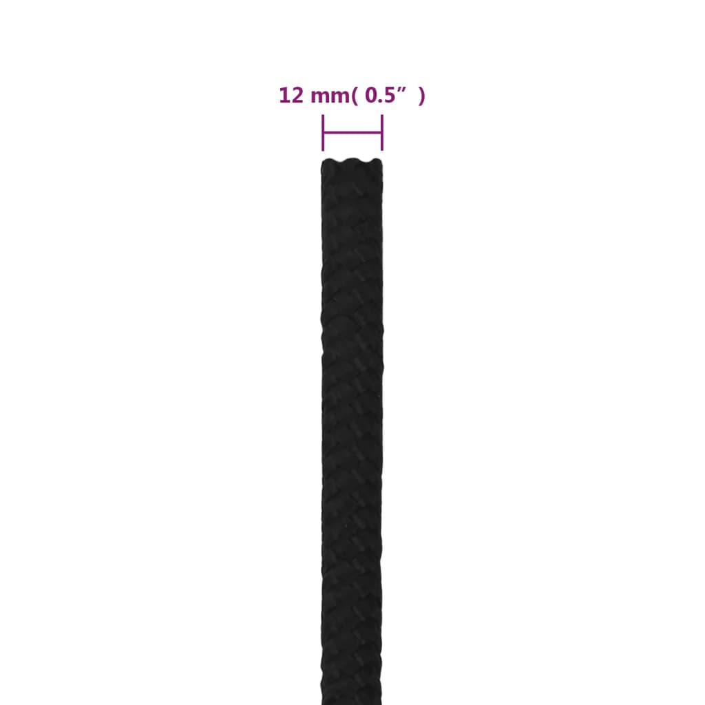 Corda de trabalho 12 mm 25 m poliéster preto