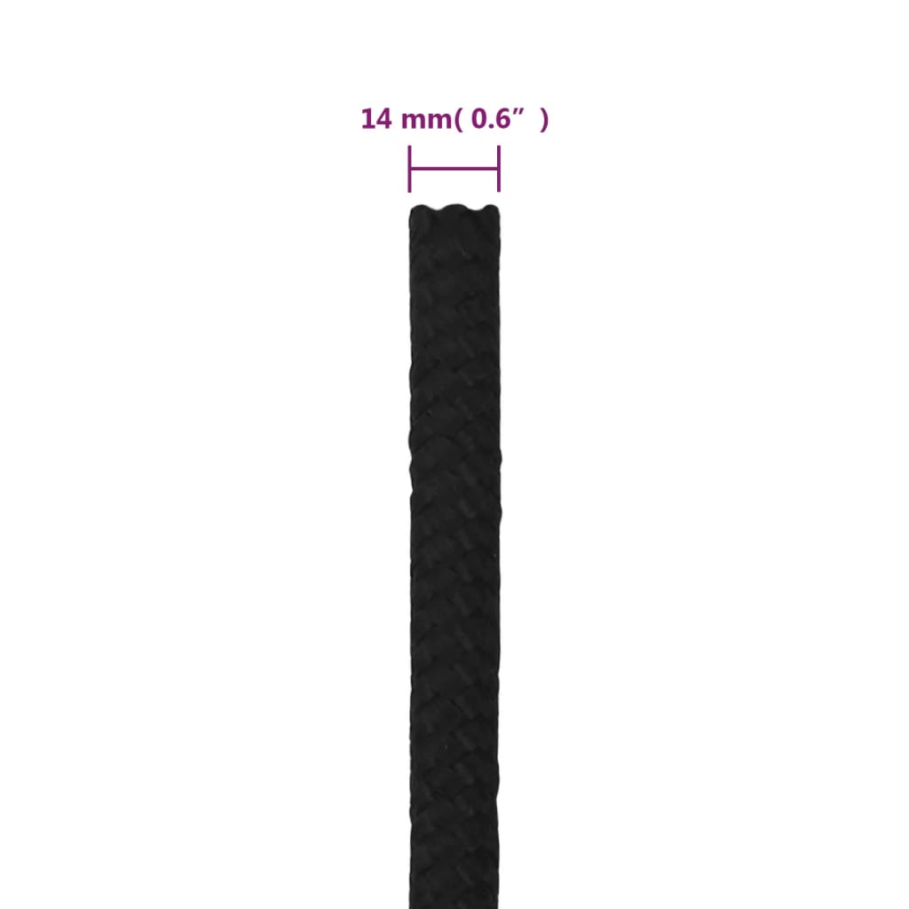 Corda de trabalho 14 mm 25 m poliéster preto