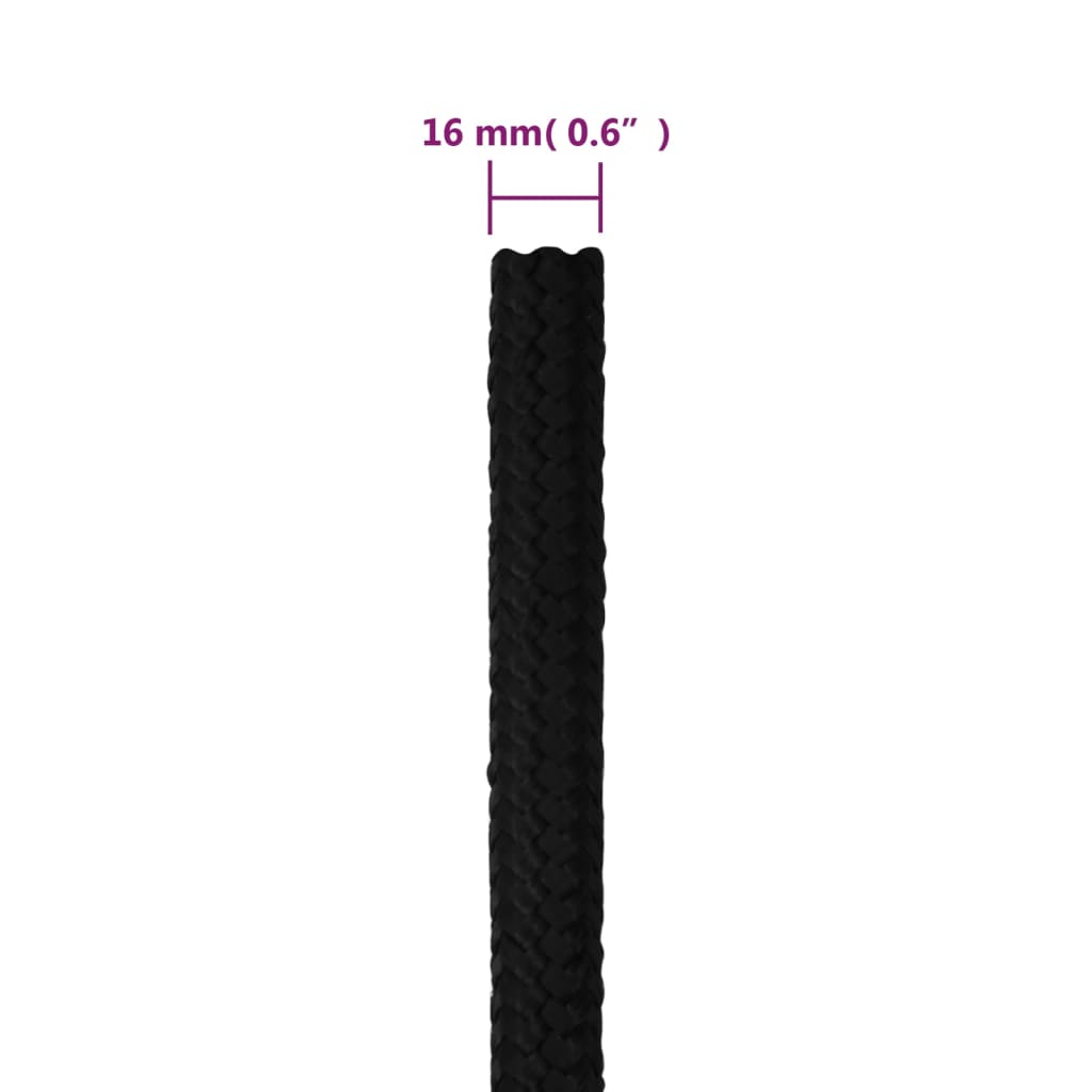 Corda de trabalho 16 mm 50 m poliéster preto