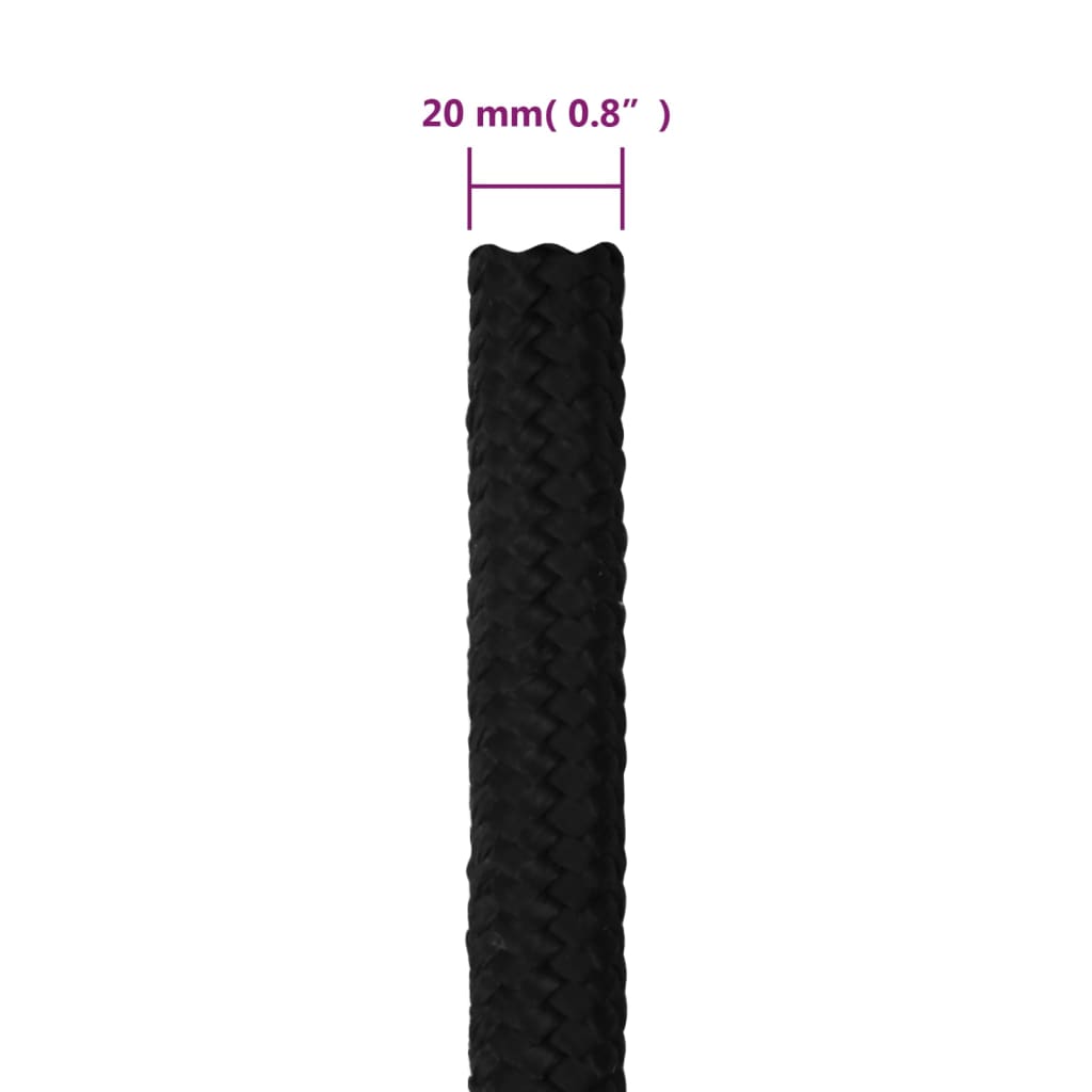 Corda de trabalho 20 mm 25 m poliéster preto