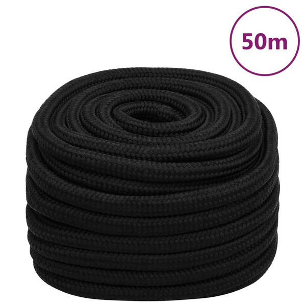 Corda de trabalho 20 mm 50 m poliéster preto