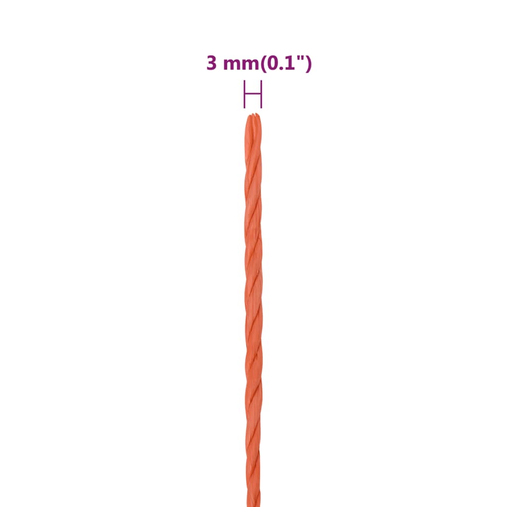Corda de trabalho 3 mm 100 m polipropileno cor laranja