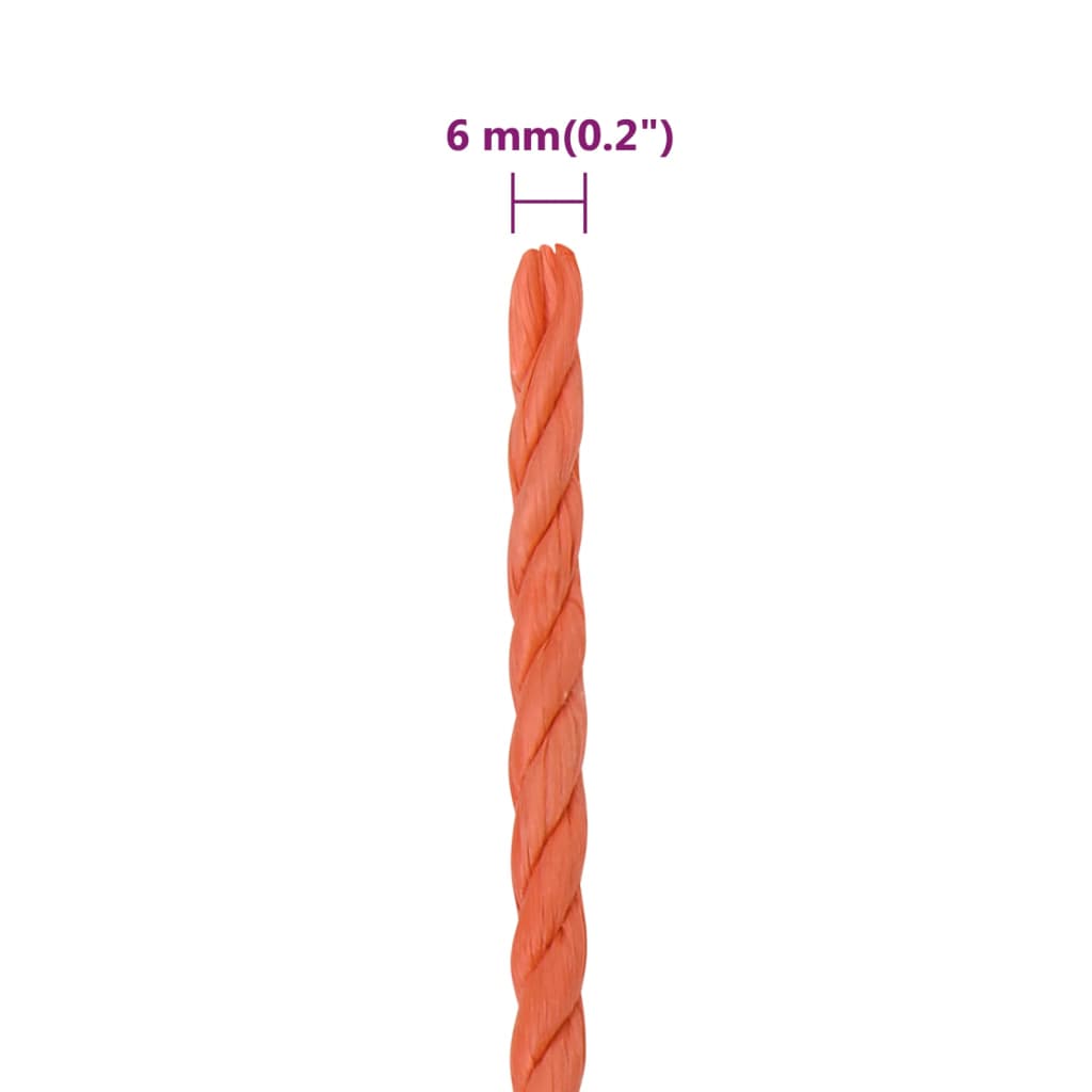 Corda de trabalho 6 mm 25 m polipropileno laranja