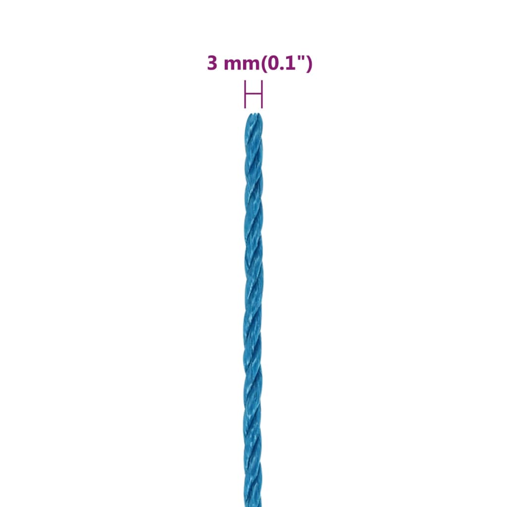 Corda de trabalho 3 mm 250 m polipropileno azul