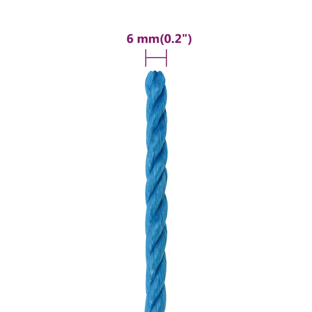 Corda de trabalho 6 mm 250 m polipropileno azul
