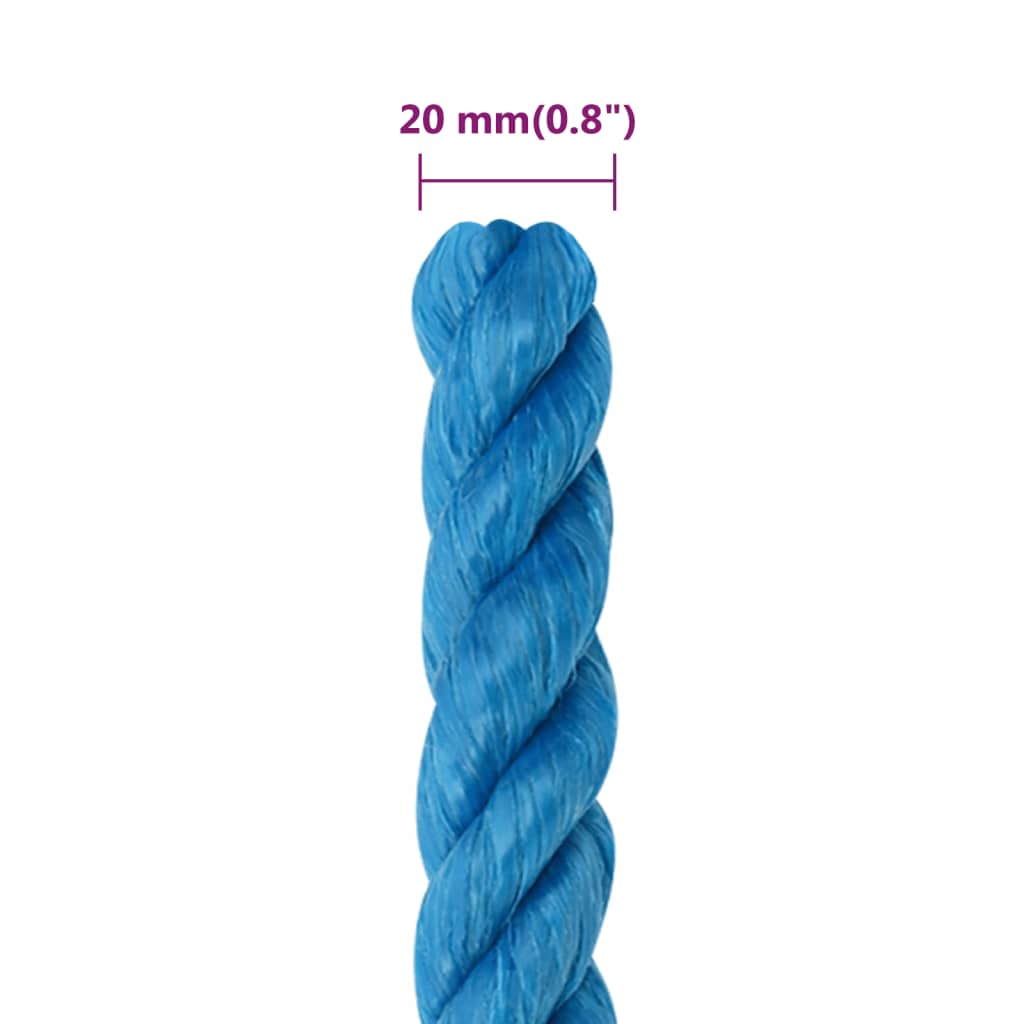 Corda de trabalho 20 mm 100 m polipropileno azul