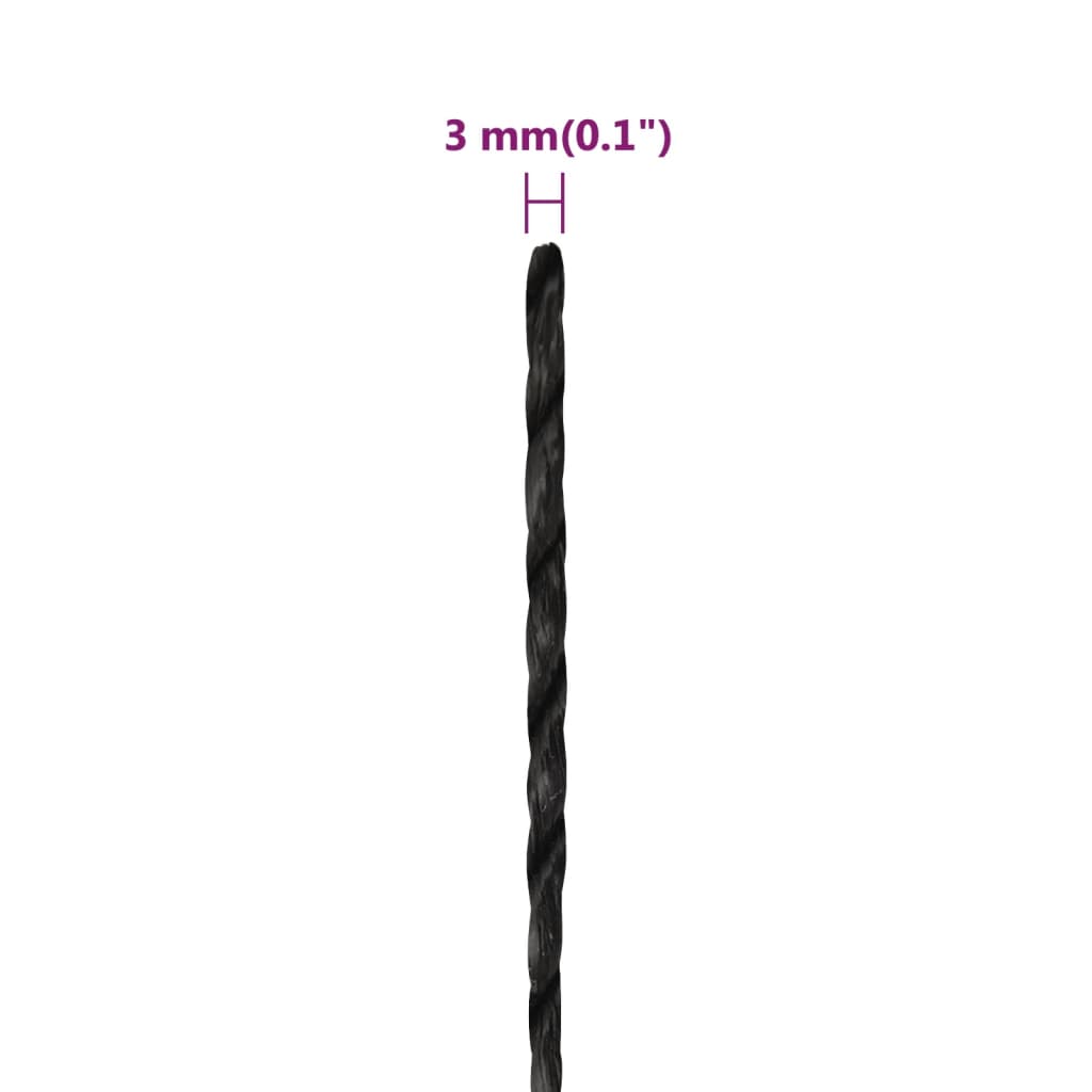 Corda de trabalho 3 mm 50 m polipropileno preto