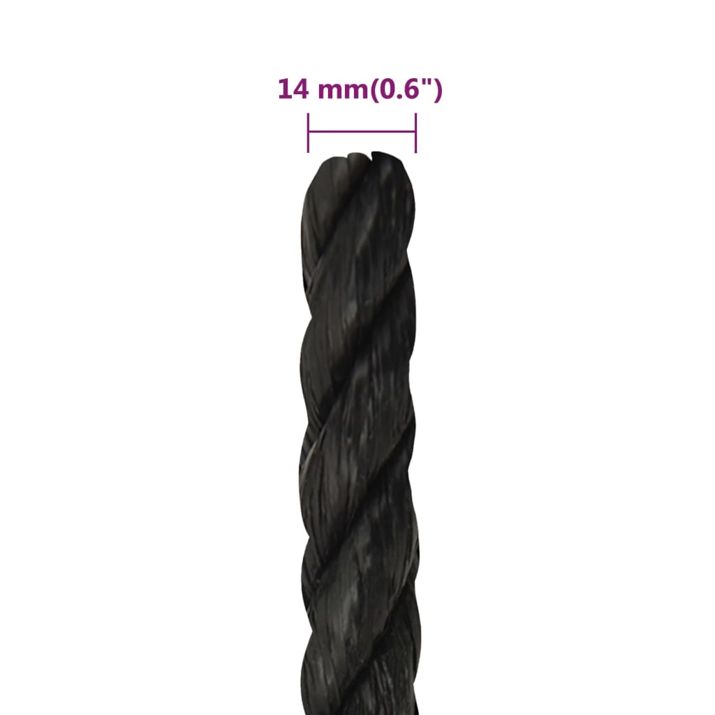 Corda de trabalho 14 mm 50 m polipropileno preto