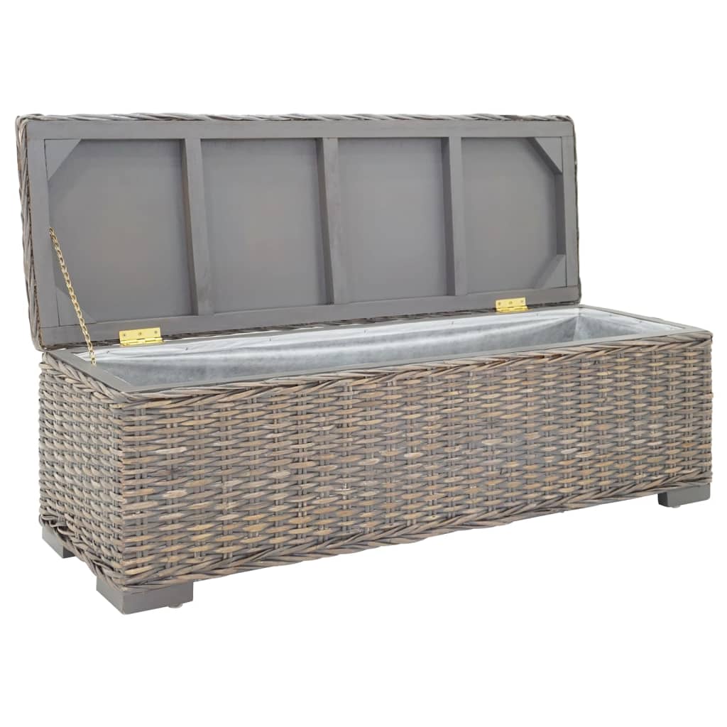 Caixa arrumação 110 cm vime kubu natural/mogno maciça cinza